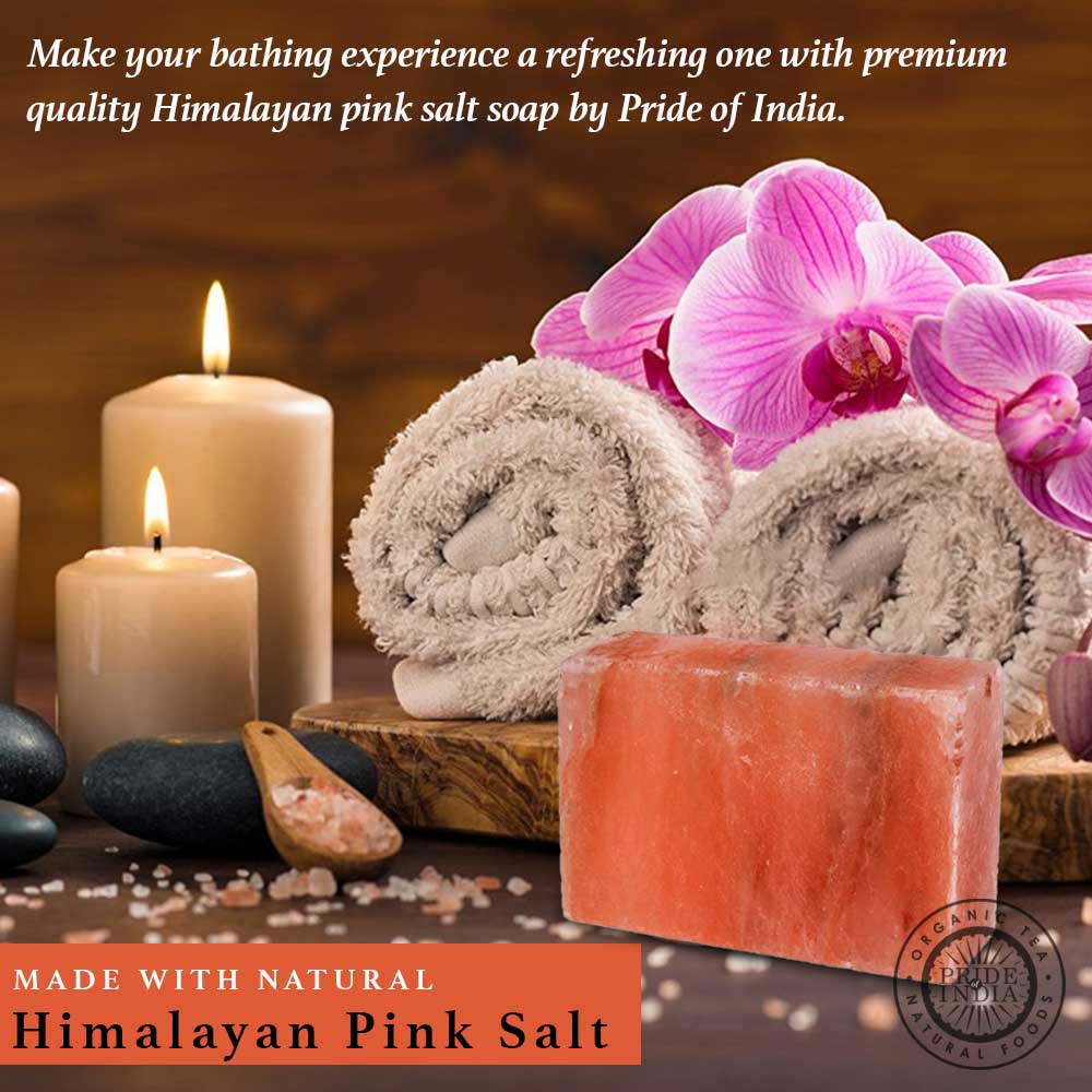 Himalayan Pink Salt Soap by Pride of India – Mineral Rich – Massage Bar/ Spa Ritual at Home – Chemical-free/Natural Occurring Salt Crystals Soap – Good for Skin/Hydrating