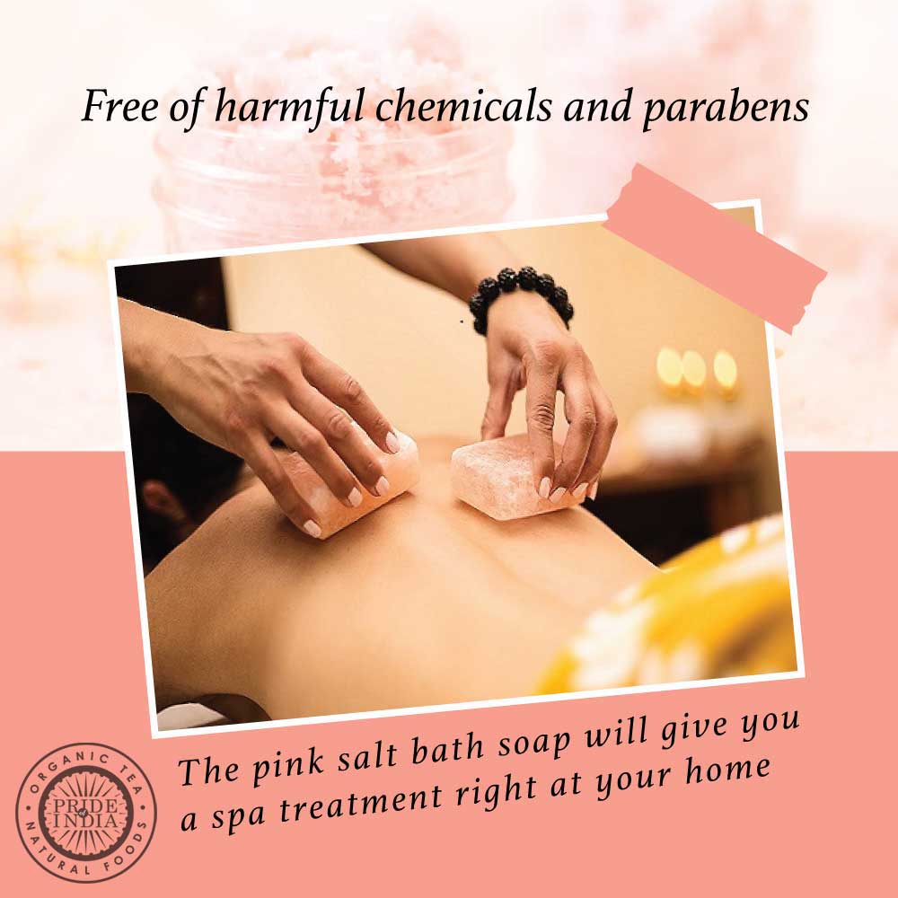 Himalayan Pink Salt Soap by Pride of India – Mineral Rich – Massage Bar/ Spa Ritual at Home – Chemical-free/Natural Occurring Salt Crystals Soap – Good for Skin/Hydrating
